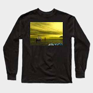 Pirate Vessel on yellow sky Long Sleeve T-Shirt